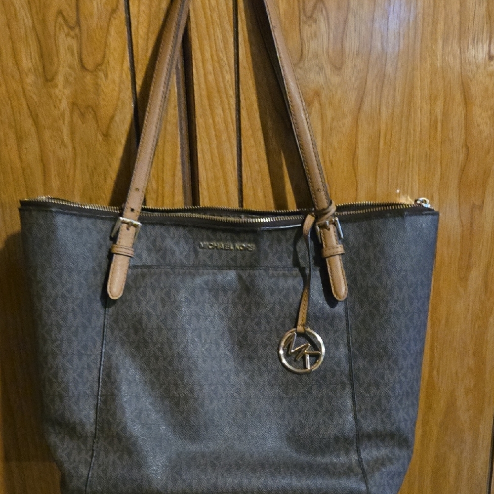 Michael Kors Gray and Tan Totes with Classic Design